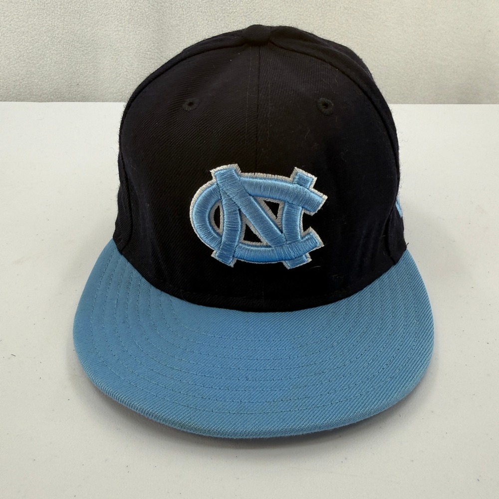 New Era 59FIFTY UNC Tar Heels Hat Mens 7 1/2 Navy Blue Fitted Wool Cap Dowdy